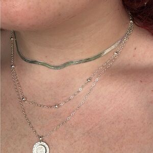 Elegant Silver Layered Necklace